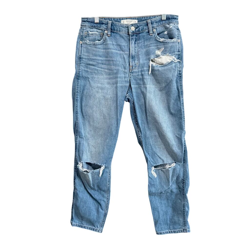 Abercrombie & Fitch Womens Jeans Blue Denim High Rise Distressed Stretch 10